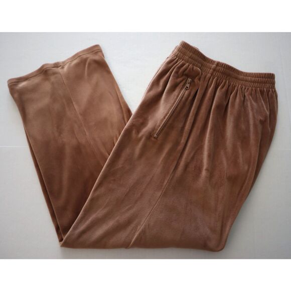 SKIMS Women's Sz Small Sienna Brown/Tan Velour Wide Leg Track Pants - Picture 8 of 9